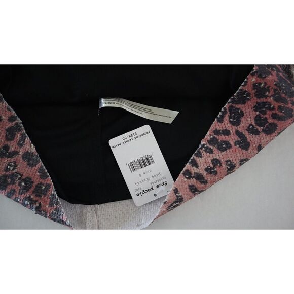 Free People F19R08506 Women's Sz 0 Pink Cheetah Sequined Mini A-Line Skirt $128 - Picture 7 of 9